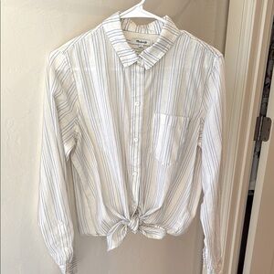 Madewell Cream and Blue Striped Shirt L Great condition!